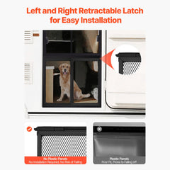 RV Screen Door Protector, 571.5 x 508 mm Door Grille, Easy to Install and Disassemble, Reinforced Breathable Protective Mesh, Aluminum Alloy Camper RV Entry Protector for Pet Protection, Black