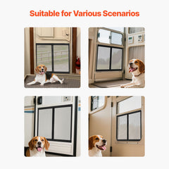 RV Screen Door Protector, 571.5 x 508 mm Door Grille, Easy to Install and Disassemble, Reinforced Breathable Protective Mesh, Aluminum Alloy Camper RV Entry Protector for Pet Protection, Black
