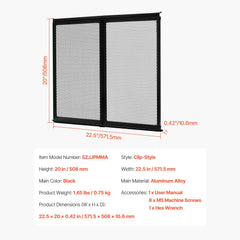 RV Screen Door Protector, 571.5 x 508 mm Door Grille, Easy to Install and Disassemble, Reinforced Breathable Protective Mesh, Aluminum Alloy Camper RV Entry Protector for Pet Protection, Black