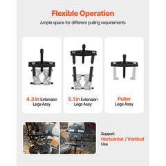 Bearing Puller Kit, 14-Piece 5 Ton Capacity Bearing Separator, Pinion Wheel Bearing Removal Kit with 50 mm and 70 mm Jaws, Bearing Puller Set, Heavy Duty Bearing Splitter Tool Kit with Case