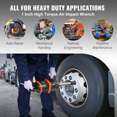 1 Inch Air Impact Wrench, Up to 5175 ft-lbs Beast Reverse Torque Output Pneumatic Impact Gun w/ 8 Inch Extended Anvil for Repairs_nd_aintenance of Heavy Duty Machinery / Semi-Truck / Bus
