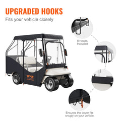 Golf Cart Enclosure, 420D Polyester Driving Enclosure with 4-Sided Transparent Windows, 4 Passenger Club Car Covers Universal Fits for Most Brand Carts, Sunproof and Dustproof Outdoor Cart Cover