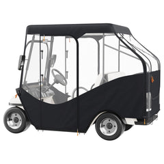 Golf Cart Enclosure, 420D Polyester Driving Enclosure with 4-Sided Transparent Windows, 4 Passenger Club Car Covers Universal Fits for Most Brand Carts, Sunproof and Dustproof Outdoor Cart Cover