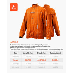 Flame-Resistant Welding Jacket Heavy Duty Leather Welding Jacket L Size