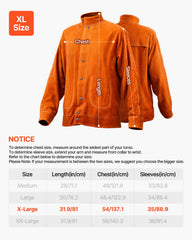 Flame-Resistant Welding Jacket Heavy Duty Leather Welding Jacket XL Size