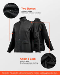 FR Welding Jacket XL Size Heavy Duty Cowhide Leather & 9oz FR Cotton
