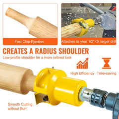 Tenon Cutter, 1.5" / 38 mm Diameter, Premium Aluminum & Steel Log Furniture Cutter, with Dual Curved Blades & Button Screws Home Master Kit, Commercial Woodworking Tool for Home Beginner DIY