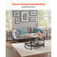 3 Pieces Round Coffee Table Set 80 cm with 2 End Tables for Living Room