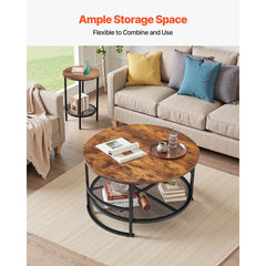3 Pieces Round Coffee Table Set 80 cm with 2 End Tables for Living Room