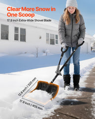 Snow Shovel for Driveway, 45.5cm Wide Snow Shovel with Assist D-shaped Handles, Non Slip Grip, Large Capacity Snowplow Shovels, Lightweight Snows Removal Tool for Garden Car Camping Outdoors