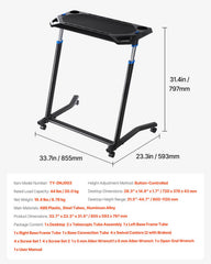 Mobile Cycling Desk Foldable Bike Trainer Fitness Desk with Lockable Wheel