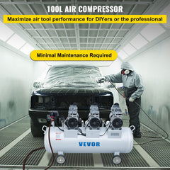 Oil Free Air Compressor Air Compressor Tank 100L 3HP Ultra Silent Inflator