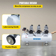 Oil Free Air Compressor Air Compressor Tank 100L 3HP Ultra Silent Inflator