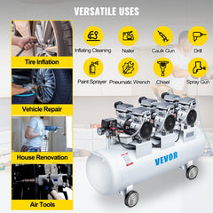 Oil Free Air Compressor Air Compressor Tank 100L 3HP Ultra Silent Inflator