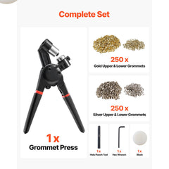 Grommet Tool Kit 500 PCS 10 mm Metal Eyelets Grommets in Gold and Silver