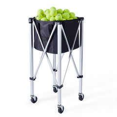 Foldable Tennis Ball Hopper, Holds 180 Tennis Balls, Lightweight Aluminum Alloy Tennis Ball Basket Cart with Wheels, Removable Bag, Carry Bag, Portable Sports Teaching Cart for Tennis Player