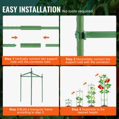 6 Packs Tomato Cages for Garden, 1230 mm Tomato Trellis Plant Stakes Support, Stackable Tall Plant Support Cage, for Raised Garden Bed, Vegetables Flowers and Climbing Plants