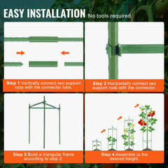 6 Packs Tomato Cages for Garden, 1230 mm Tomato Trellis Plant Stakes Support, Stackable Tall Plant Support Cage, for Raised Garden Bed, Vegetables Flowers and Climbing Plants
