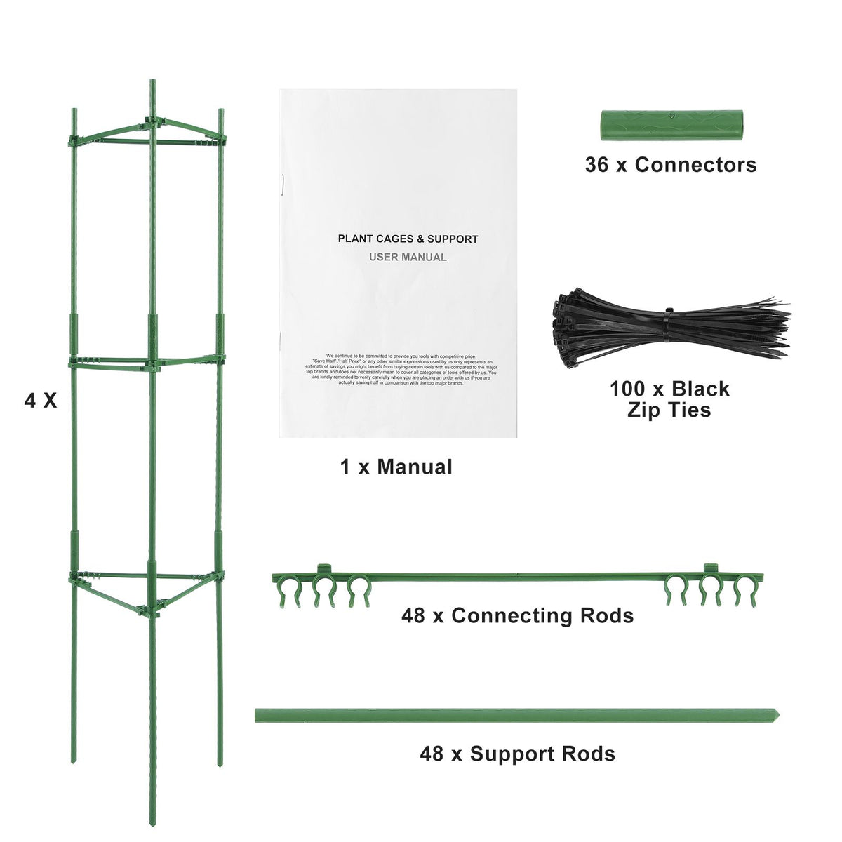 4 Packs Tomato Cages for Garden 1620 mm Tomato Plant Stakes Support Cage