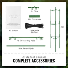 4 Packs Tomato Cages for Garden 1620 mm Tomato Plant Stakes Support Cage