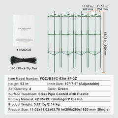 4 Packs Tomato Cages for Garden 1620 mm Tomato Plant Stakes Support Cage