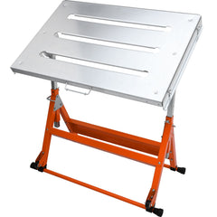 Welding Table 30" x 20", 400lbs Load Capacity Steel Welding Workbench Table on Wheels, Folding Work Bench with Three 1.1" Slot, 3 Tilt Angles, Adjustable Height, Retractable Guide Rails