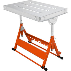 Welding Table 30" x 20", 400lbs Load Capacity Steel Welding Workbench Table on Wheels, Folding Work Bench with Three 1.1" Slot, 3 Tilt Angles, Adjustable Height, Retractable Guide Rails