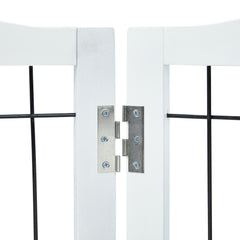 Free Standing Dog Gate, 32" H x 96.5" W Freestanding Pet Gate, 4 Panels Foldable Dog Gate for Wide and Narrow Passageways, Expandable Dog Barrier with Silent Foot Support for Indoor, White