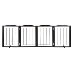 Free Standing Dog Gate 32x96.5 inch Freestanding Pet Gate Foldable Brown