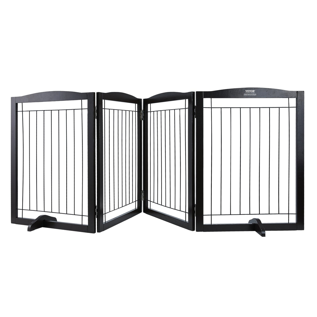 Free Standing Dog Gate 32x96.5 inch Freestanding Pet Gate Foldable Brown