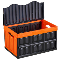Plastic Collapsible Storage Bins with Lids, 45L 3Packs, Stackable Folding Storage Crates with Handles, Holds 20 kg Per Bin, Heavy Duty Containers, Space-Saving Baskets, for Home Organizing