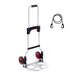Folding Hand Truck, 80 kg Load Capacity, Aluminum Portable Cart, Convertible Hand Truck and Dolly with Telescoping Handle and Rubber Wheels, Ultra Lightweight Super Strong for Moving Warehouse