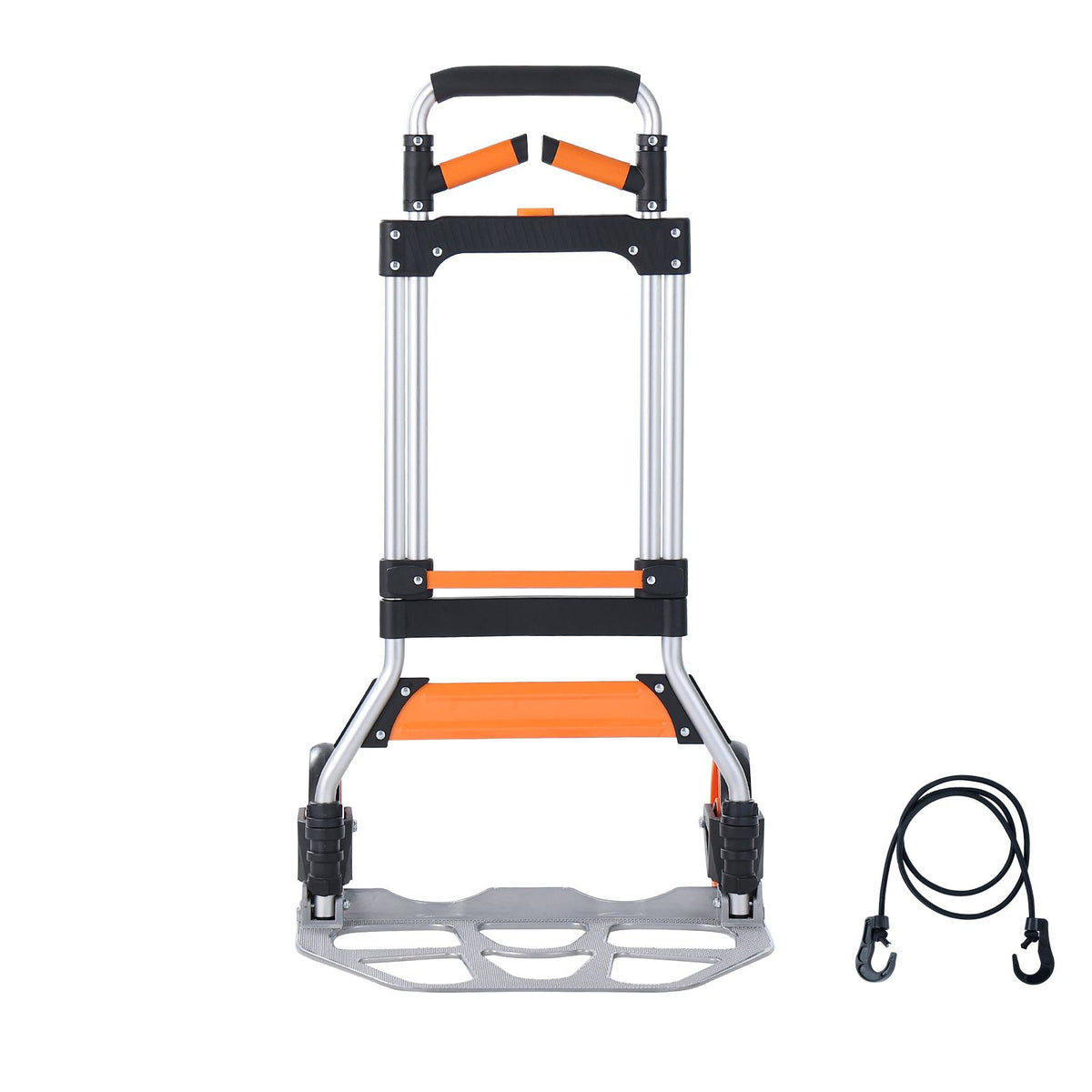 Folding Hand Truck, 140 kg Load Capacity, Aluminum Portable Cart, Convertible Hand Truck and Dolly with Telescoping Handle and PP+TPR Wheels, Ultra Lightweight Super Strong for Moving Warehouse