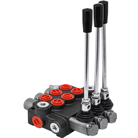 3 Spool Hydraulic Control Valve 11GPM Hydraulic Directional Control Valve Double Acting Hydraulic Valve for Tractors Loaders Tanks