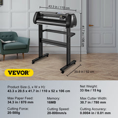 Vinyl Cutter Machine, 34inch Cutting Plotter, Offline Cutting Machine Kit Mobile Bluetooth, Precise Roller Shaft High Accuracy Adjustable Speed & Force, DIY SignMaster Software Blade for Windows