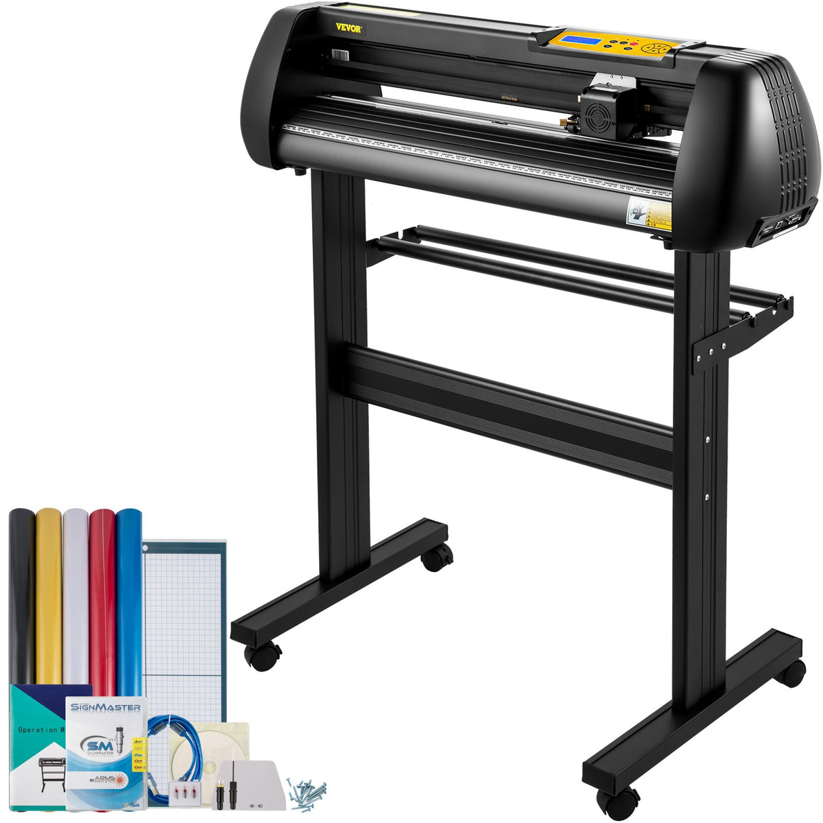 Vinyl Cutter, 28inch Paper Feed Cutting Plotter Bundle, Adjustable Force & Speed Vinyl Printer with Powerful Stepper Motors, Signmaster Software Bundle Kit Compatible with Windows System