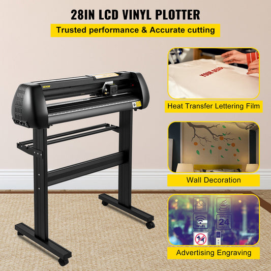 Vinyl Cutter, 28inch Paper Feed Cutting Plotter Bundle, Adjustable Force & Speed Vinyl Printer with Powerful Stepper Motors, Signmaster Software Bundle Kit Compatible with Windows System