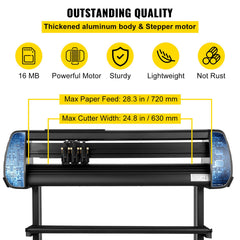 Vinyl Cutter, 28inch Paper Feed Cutting Plotter Bundle, Adjustable Force & Speed Vinyl Printer with Powerful Stepper Motors, Signmaster Software Bundle Kit Compatible with Windows System