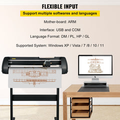 Vinyl Cutter, 28inch Paper Feed Cutting Plotter Bundle, Adjustable Force & Speed Vinyl Printer with Powerful Stepper Motors, Signmaster Software Bundle Kit Compatible with Windows System