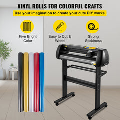 Vinyl Cutter, 28inch Paper Feed Cutting Plotter Bundle, Adjustable Force & Speed Vinyl Printer with Powerful Stepper Motors, Signmaster Software Bundle Kit Compatible with Windows System