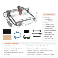 Laser Engraver, 10W Output Laser Engraving Machine, 15.7" x 15.7" Large Working Area, 10000mm/min Movement Speed, Compressed Spot with Eye Protection, Laser Cutter for Wood, Metal, Acrylic