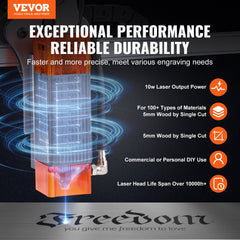 Laser Engraver, 10W Output Laser Engraving Machine, 15.7" x 15.7" Large Working Area, 10000mm/min Movement Speed, Compressed Spot with Eye Protection, Laser Cutter for Wood, Metal, Acrylic