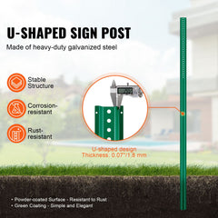 6FT U-Channel Sign Post, 4Pack Green Heavy Duty Steel Fixed Fence Post, Steel Fence U-Channel Sign for Garden, Courtyard, Farm or Traffic Intersection