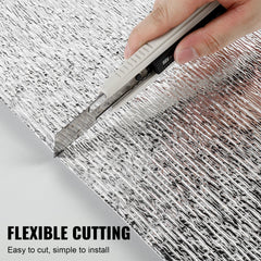 Double Reflective Insulation Roll, Foam Core Radiant Barrier, 5.5mm 48 in x 50 ft, Double-Sided Aluminum Foil EPE Foam Heat Reflective Shield, Thermal Insulation Roll for Window RV Roof