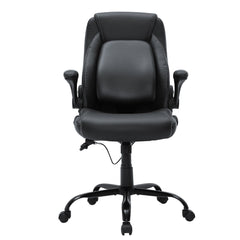 Executive Office Chair with Cutting-edge Adjustable Lumbar Support, High Back PU Leather Office Chair Ergonomic for Back Pain, with Padded Flip-up Arms