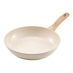 Frying Pan Skillet, Aluminum Egg Fry Pans, 3 Pcs (200, 240, 280 mm), Nonsitck Ceramic Heavy-Duty Skillets with Heat-Resistant Handle, Chef's Kitchen Cookware for Gas, Electric, Induction, Beige