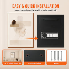1.7 Cub Depository Safe, Deposit Safe with Drop Slot, Electronic Code Lock and 2 Emergency Keys, 17.71'' x 13.77'' x 13.77'' Business Drop Slot Safe for Cash, Mail in Home, Hotel, Office