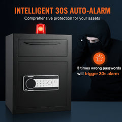 2.5 Cub Depository Safe, Deposit Safe with Drop Slot, Electronic Code Lock and 2 Emergency Keys, 20.27'' x 13.97'' x 13.97'' Business Drop Slot Safe for Cash, Mail in Home, Hotel, Office