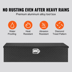 Heavy Duty Aluminum Truck Bed Tool Box, Diamond Plate Tool Box with Side Handle and Lock Keys, Storage Tool Box Chest Box Organizer for Pickup, Truck Bed, RV, Trailer, 990 x 330 x 254 mm, Black