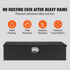 Heavy Duty Aluminum Truck Bed Tool Box, Diamond Plate Tool Box with Side Handle and Lock Keys, Storage Tool Box Chest Box Organizer for Pickup, Truck Bed, RV, Trailer, 990 x 330 x 254 mm, Black
